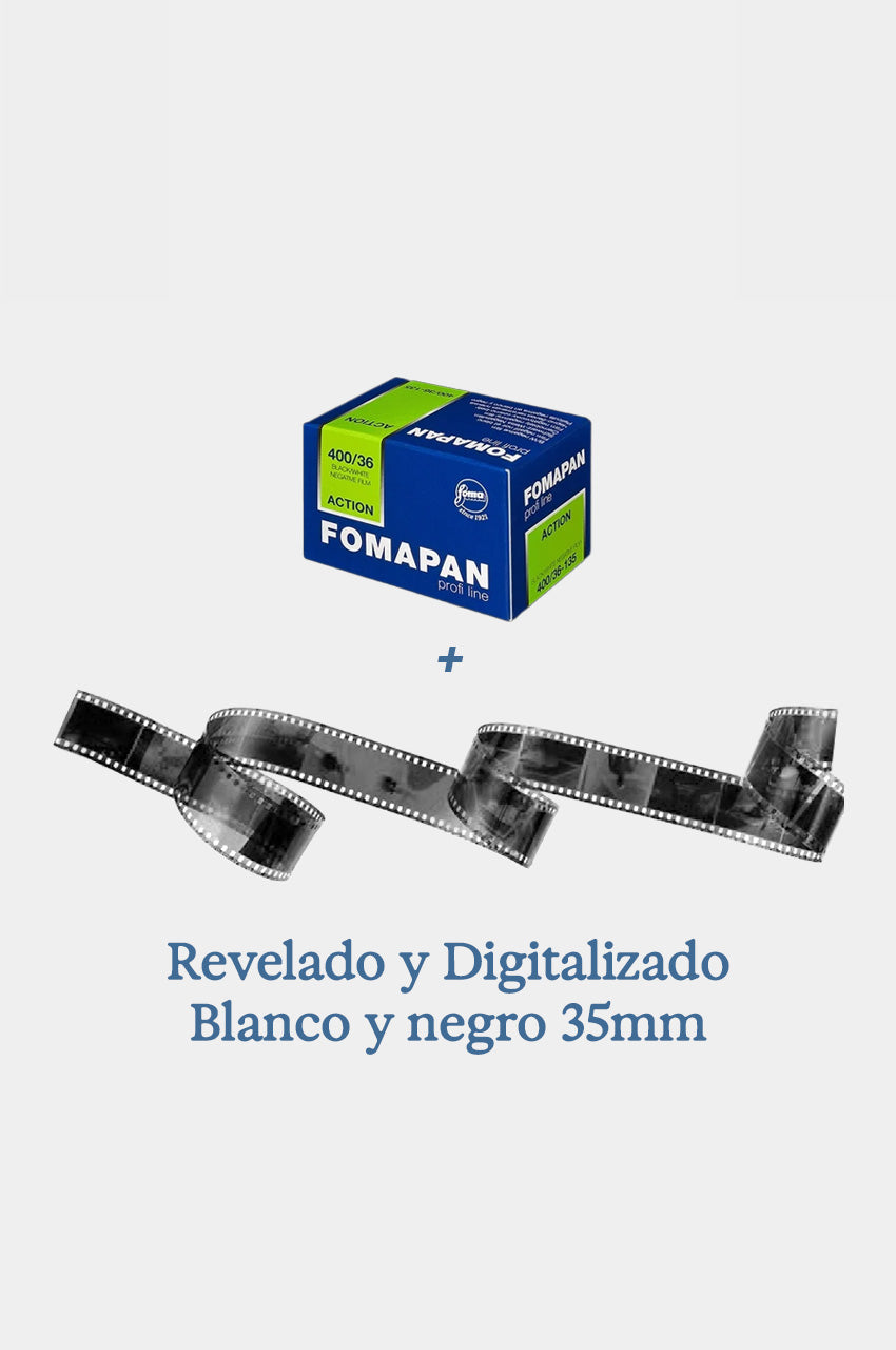 Pack Revelado BN - Fomapan 400 + Revelado con Digitalizado 35mm