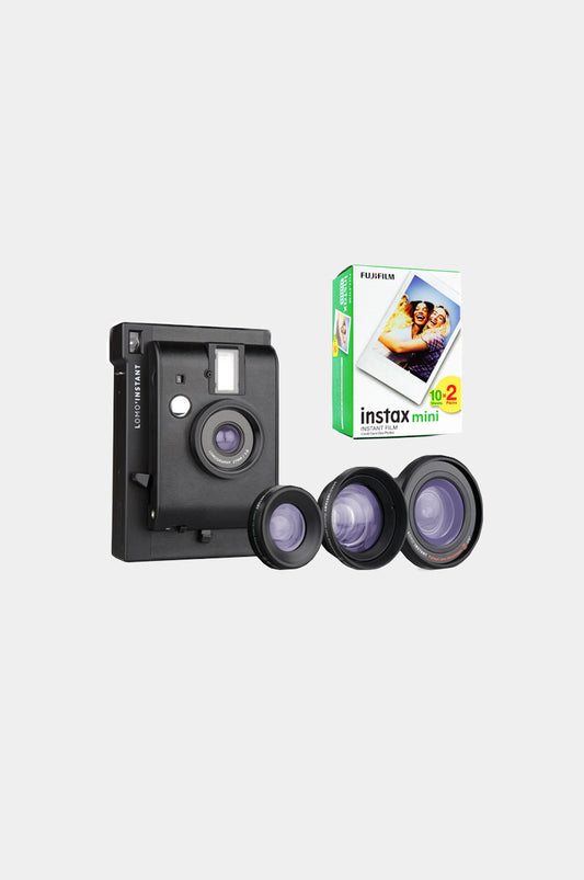 PACK Lomo Instant & Lenses Black + Carga Instax mini x2 + Pilas AAA
